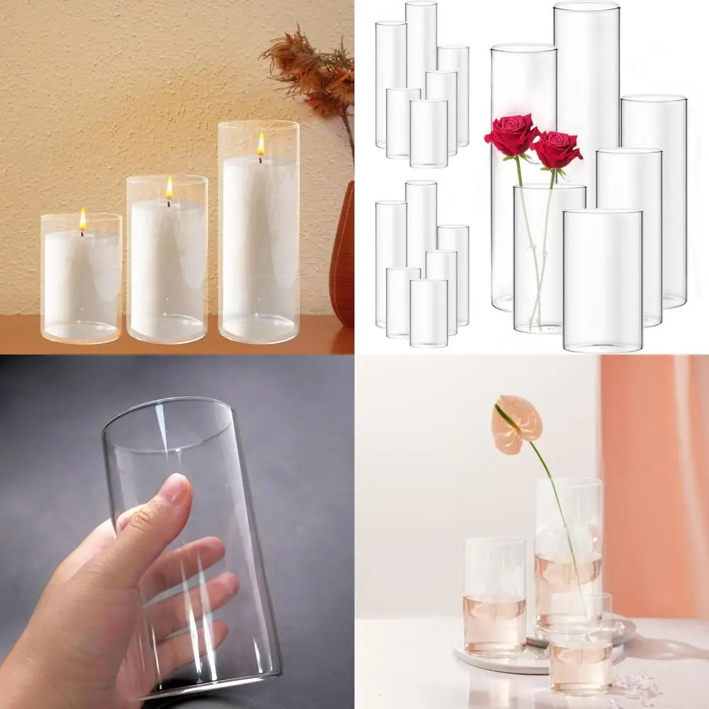 

Набор из 18 прозрачных стеклянных ваз-цилиндров 6 размеров для плавающих свечей, цветов и домашнего декора