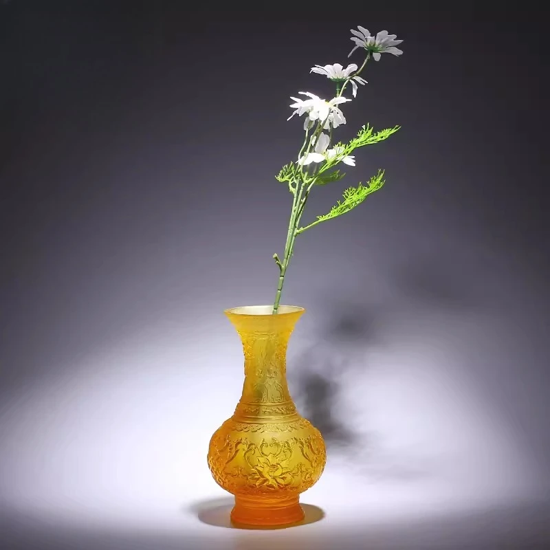 Glazed Eight Auspicious Vase Ornament Living Room Guanyin Statue Offering Table Flower Arrangement