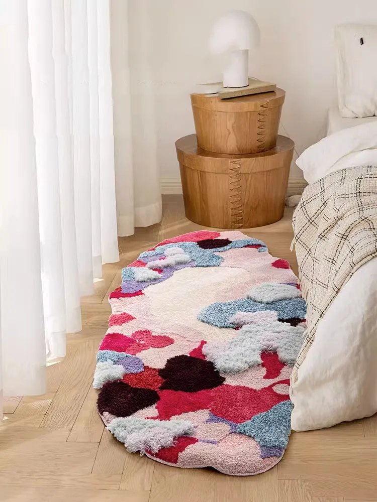 Irregular Mossy Pink Rug Girl Room Bedside 3D Tufting Bedroom Carpet Cloakroom Area Rug For Living Room Hallway Window Mat