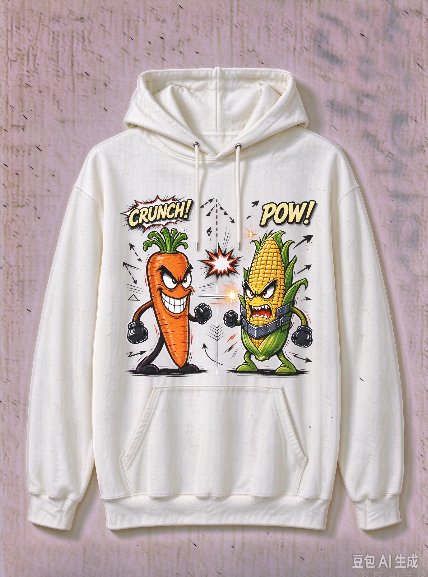 Unisex Evil Carrot VS Evil Corn Graphic Hoodie Men Women Funny Cartoon Print Long Sleeve Hooded Sweatshirt Streetwear Loose Pull
