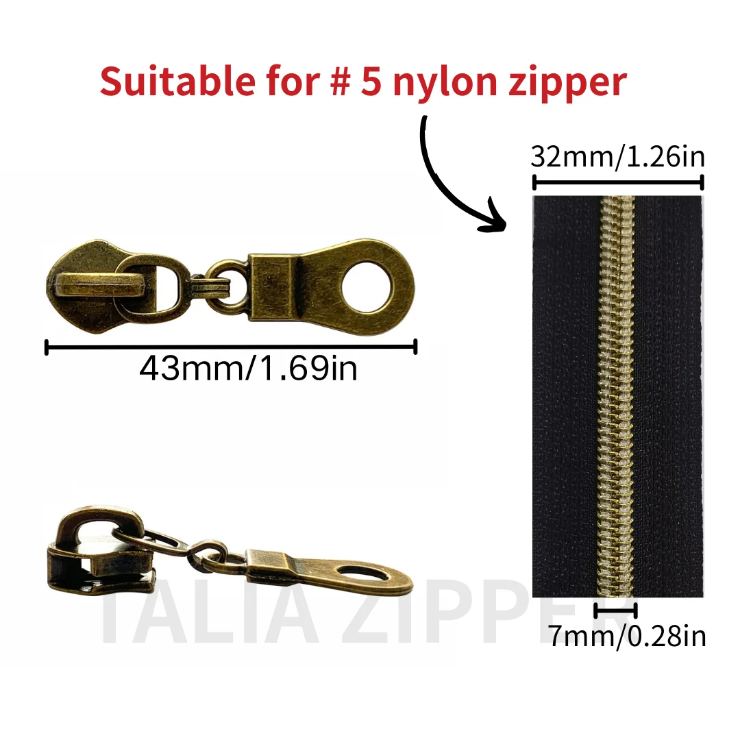 20pcs #5 Nylon Coil Zipper Slider, Multi-Color Pull Tab, DIY Wallet Clothing Accessories Handbag Craft Sewing Bags