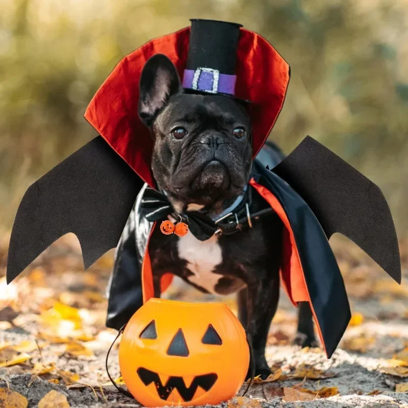 Pet Cat Halloween Clothes Funny Dog Costume Artificial Bat Wing With Bells Puppy Cosplay Prop Personalized Clothing Pet Supplies