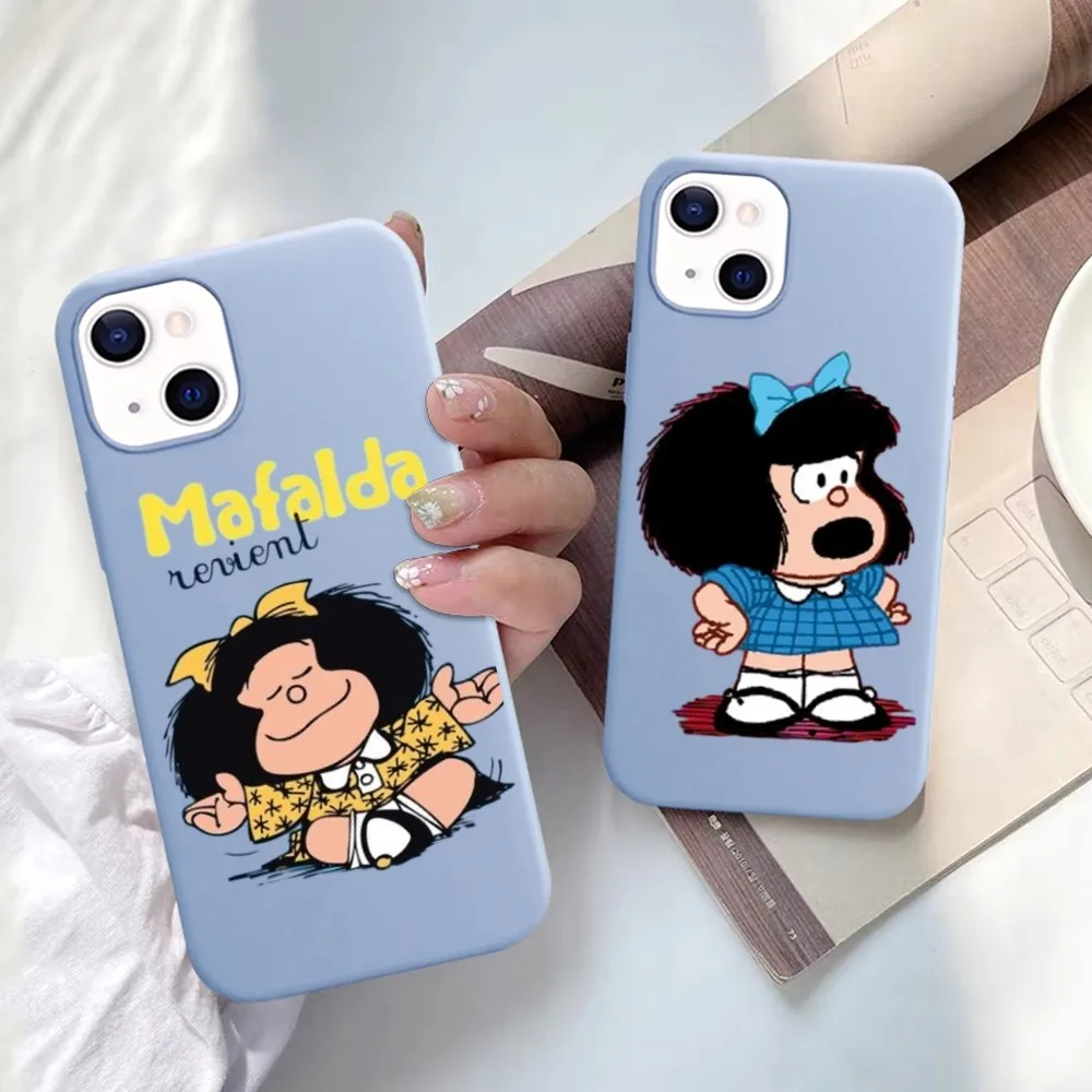 M-Mafalda  Phone Case for iPhone 14 11 12 13 Mini Pro Xs Max 8 7 6 6S Plus X XR Solid Candy Color Case