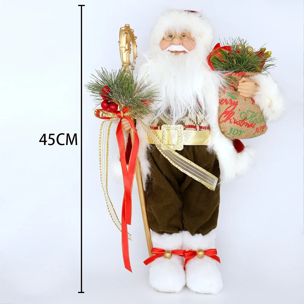 Big Santa Claus Plush Dolls Standing Christmas Tree Decoration Figures Gift Kids New Year Home House Ornaments Decor Navidad