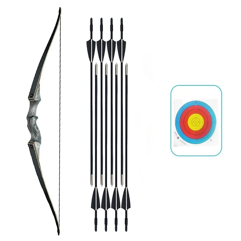 25-60 Pounds Optional Bow And Arrow Multi-Pound Black Hunter Longbow Split Bow And Arrow Outdoor Archery Traditional Hunting Bow