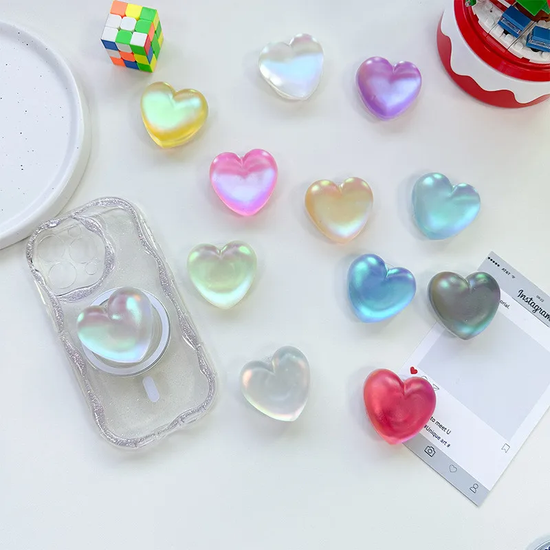 

3D Matt Heart Crystal Finger Grip Expanding Stand Mobile Phone Stand Holder For Iphone 15 16 17 Xiaomi Holder Stand Bracket