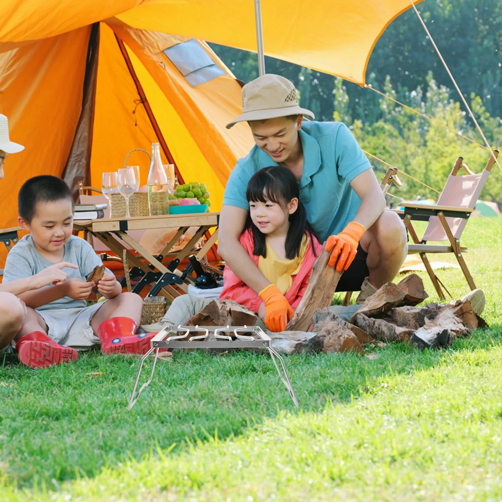 

Portable Campfire Stand Stainless Steel Folding Grill Rack for Outdoor Camping Cooking Tabletop Accessories Picnic Backpack Gear