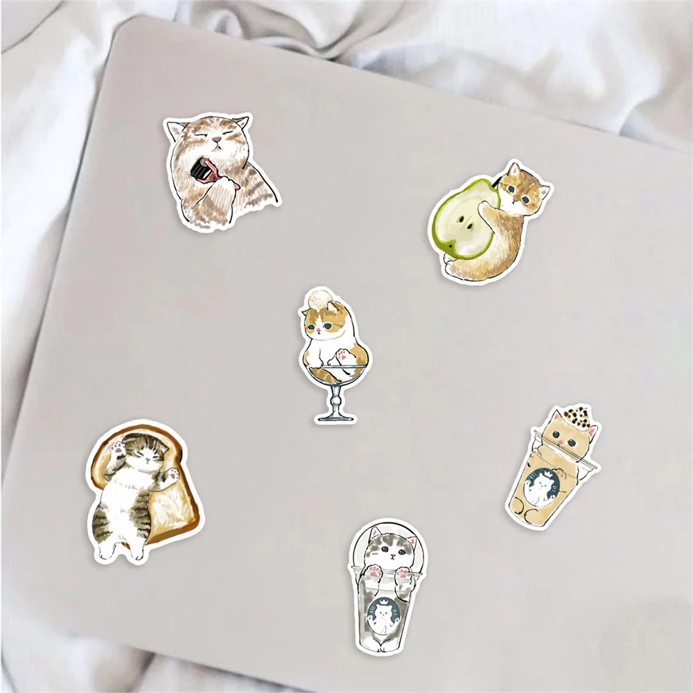 Lot de 10/30/50 Pièces d'Autocollants Super Mignons de Dessin Animé, Chaton, pour Bagages, Ordinateur Portable, IPad, Tasse, Skateboard, Cadeau, Étanche, Réfrigérateur, Vélo, Vente en Gros