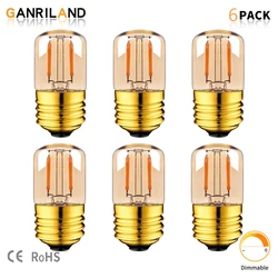 GANRILAND E27 buisvormige led-lampen goudkleurig warm wit 2200K lage watt 1W 110V 220V dimbaar binnendecoratie vintage kleine lamp