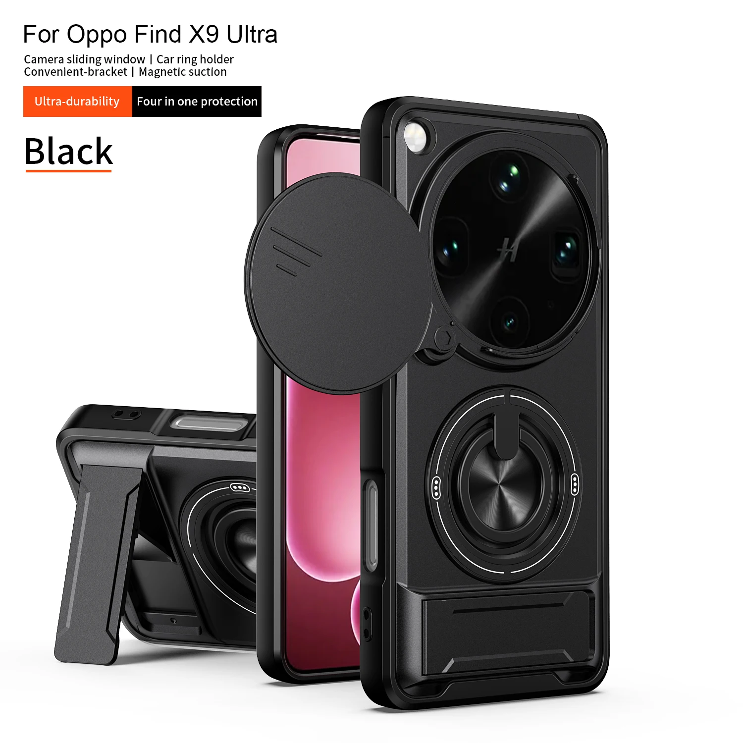 Hülle für OPPO Find X9 Ultra mit Magnetständer und Kameraschutz für OPPO Find X8 X9 Pro 5G Stoßfeste Panzer-Handyhülle