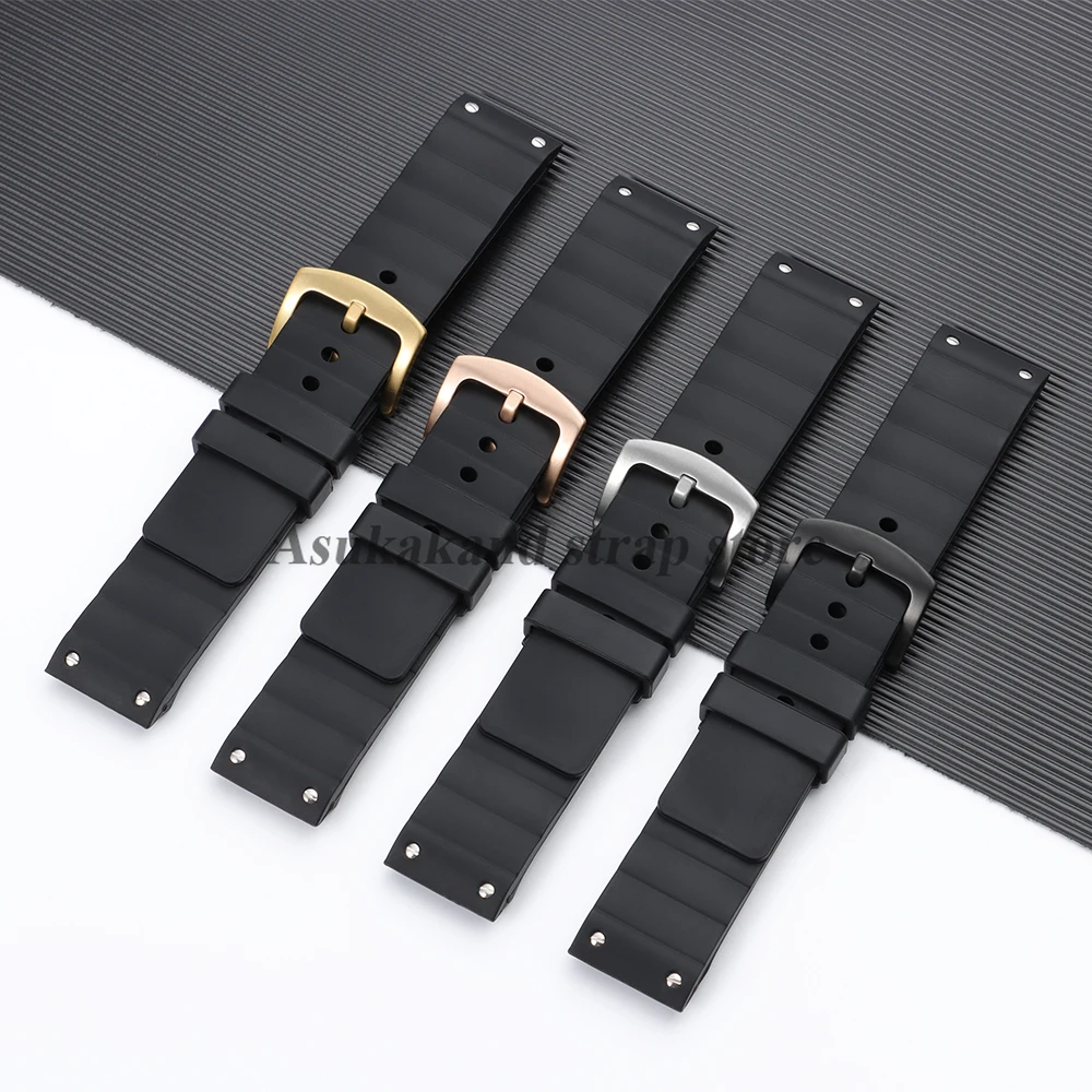 23mm Silicone Watch Strap For Cartier Watchband for Santos 100 Series Soft Black Bands Men Replacement Rubber Watch Accessories