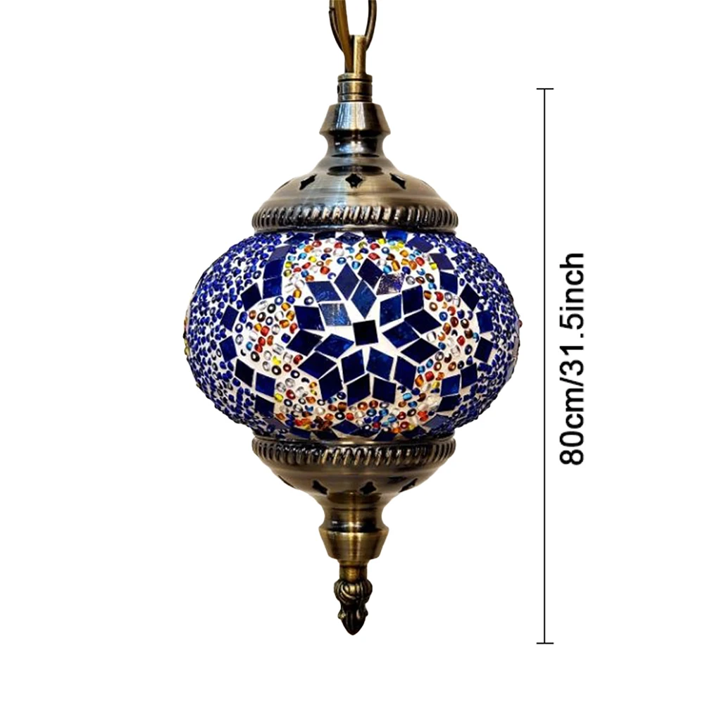 Romantic Turkish Retro Lighting Turkish Moroccan Mosaic Hanging Ceiling Lamp E27 Decorative Glass Globe Fixture Home Decoration