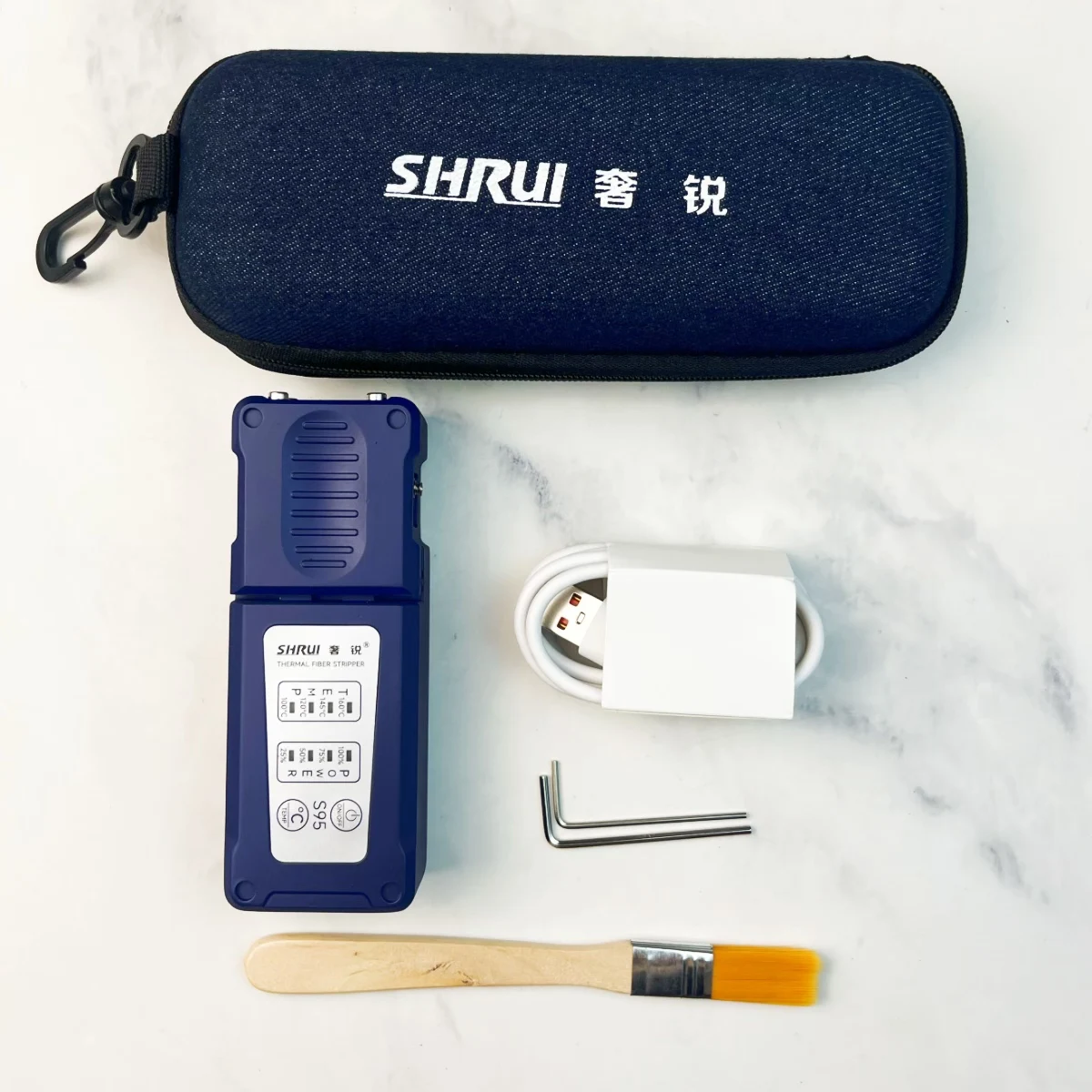 

SHRUI S95 Fiber Optic Thermal Stripper Strip Bare Fiber Thermal Stripping Clamp Metal Material C-Type Charging Port FTTH Tool