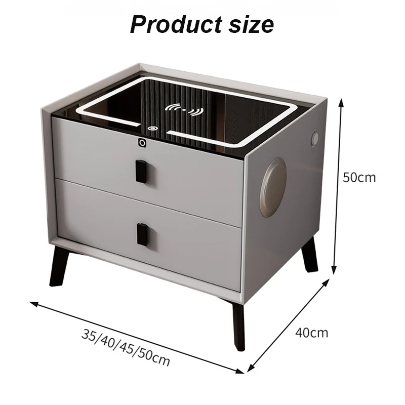 أثاث غرفة نوم ذكي فاخر بجانب السرير مصنوع من الخشب الصلب متعدد الوظائف للشحن اللاسلكي خزانة تخزين منضدة ذكية #6