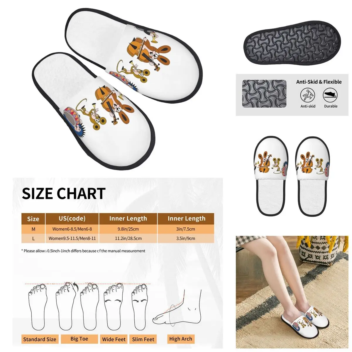 3D printing Men Women Furry Indoor slippers,Krtek Little Maulwurf Cosy special Anti-skid Slippers