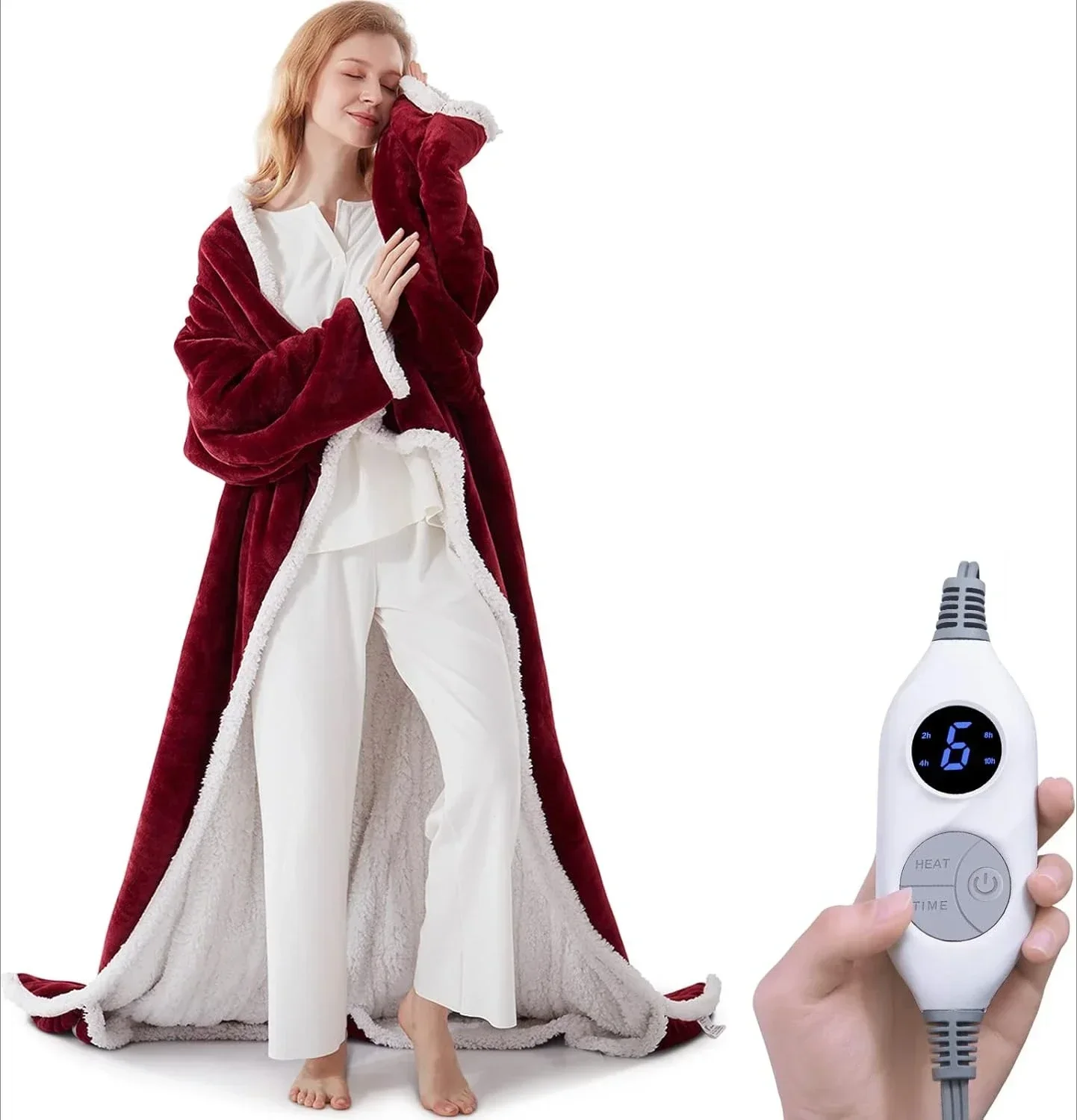 

[Hot Sale, Limited Stock!]Electric Snuggle Throw Blankets, Wearable Heated Blanket, 6 Heating Levels & 2 to 10 Hours Heating Tim