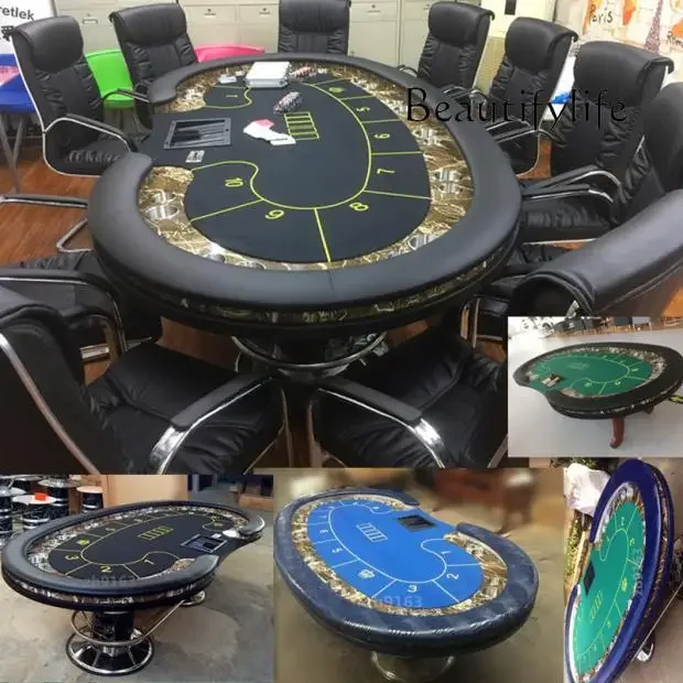 X40 High-end Pea Waist Texas Hold'em Table Marble Finish Stainless Steel Table Feet H Wooden Feet Tasteful