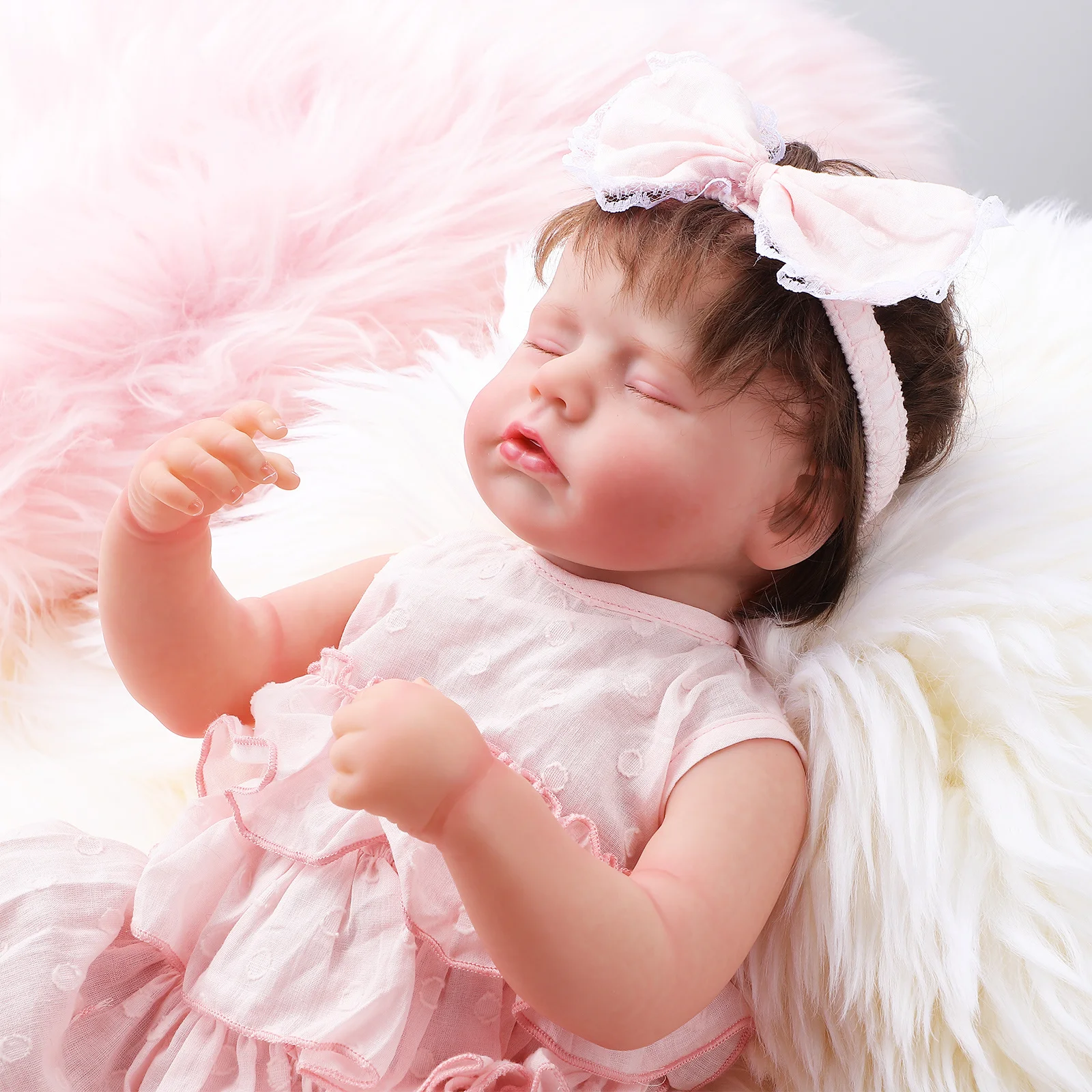 

1pc 19-Inch Realistic Baby Girl Soft Movable Arms Legs For Hugging Roleplay Playtime Gift Toddler Kids Plaything