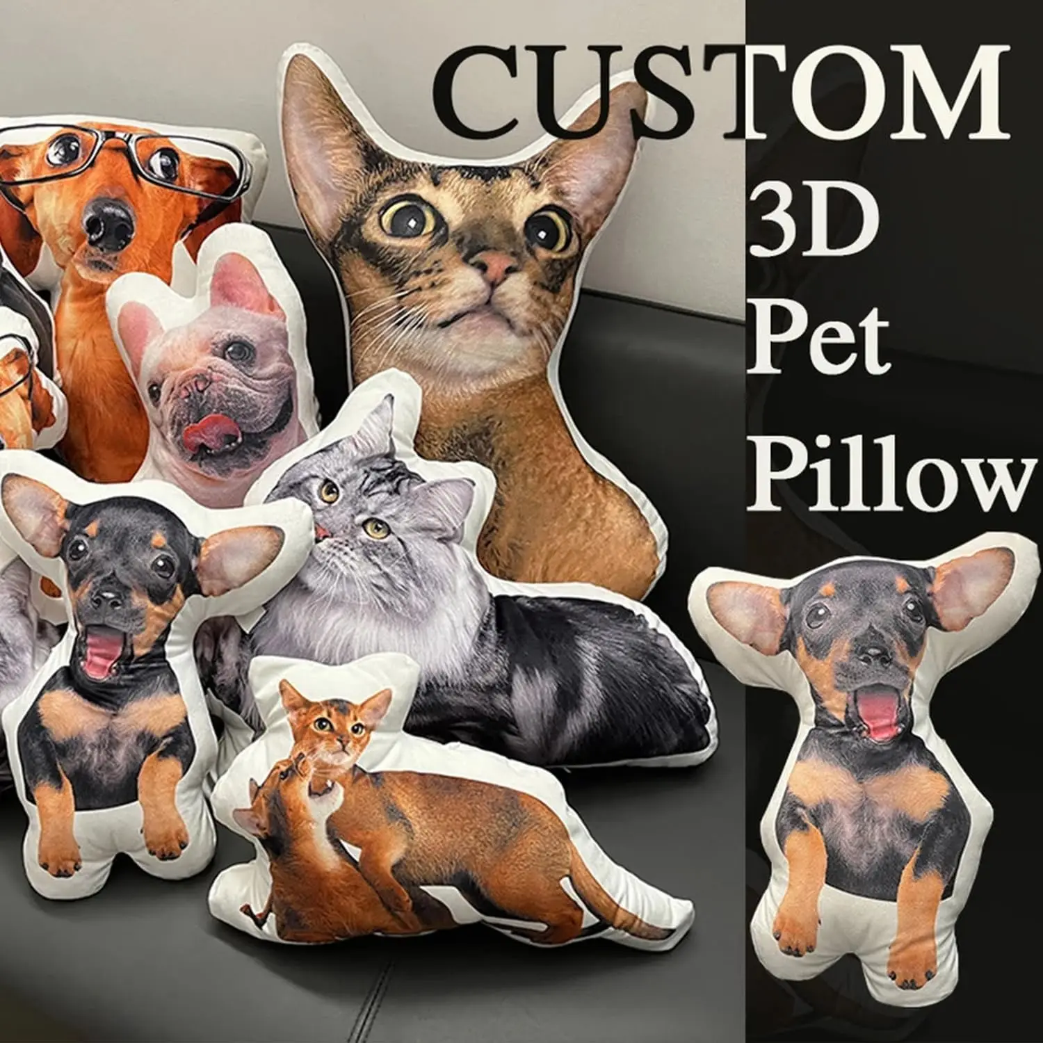 Almohadas personalizadas con temática de mascotas: cojines estampados de doble cara personalizados de alta definición: el regalo de cumpleaños perfecto