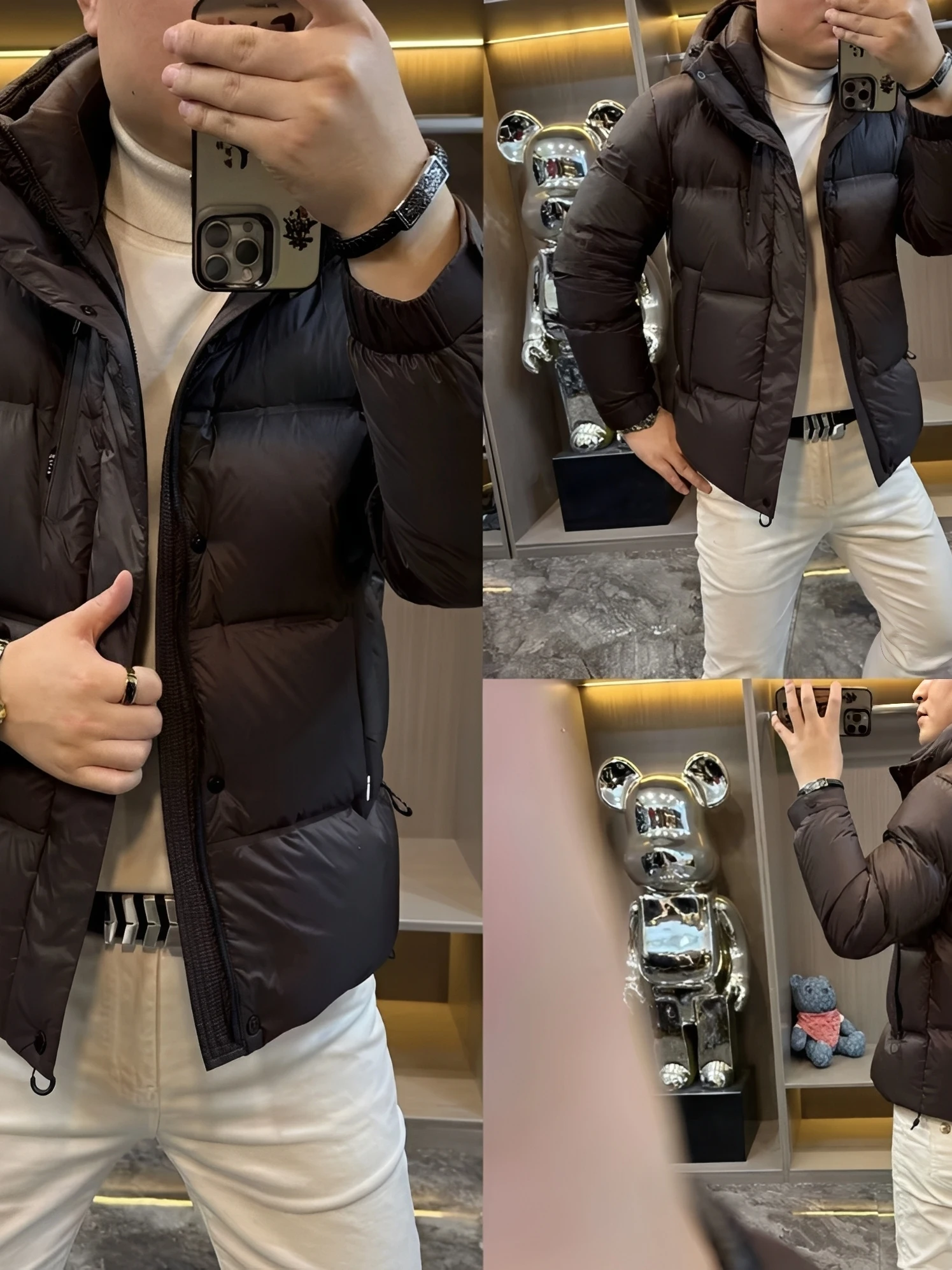 

Men's Faionable Casual Hooded down Jaet 2026 Winter New Sle Polyester Fiber Warm Long Sve White Du down Filling