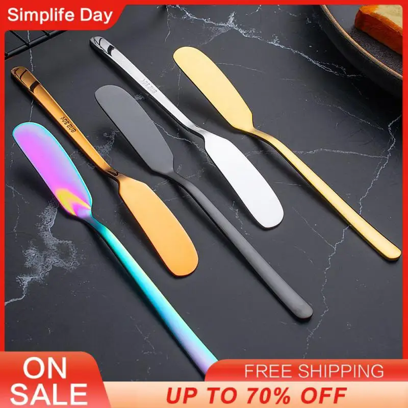 304 Stainless Steel Titanium Plated Butter Knife Bread Jam Cheese Spatula Decorating Butter Cheese Knife Plated Butter Knife