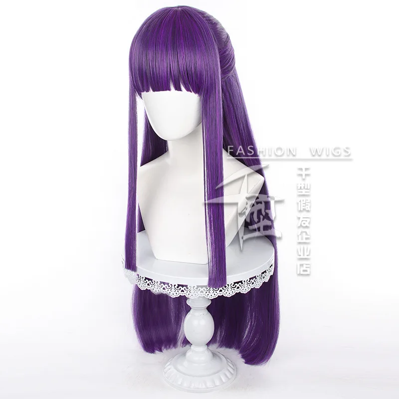 Frieren Beyond Journey's End Cosplay pelucas de helecho 80cm de largo Frieren Cosplay pelo sintético resistente al calor peluca de fiesta para mujer + gorro de peluca