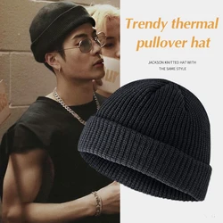 Outdoor Men Knitted Hats Boy Skullcap Male Beanie Winter Retro Brimless Baggy Melon Cap Cuff Docker Fisherman Accessories