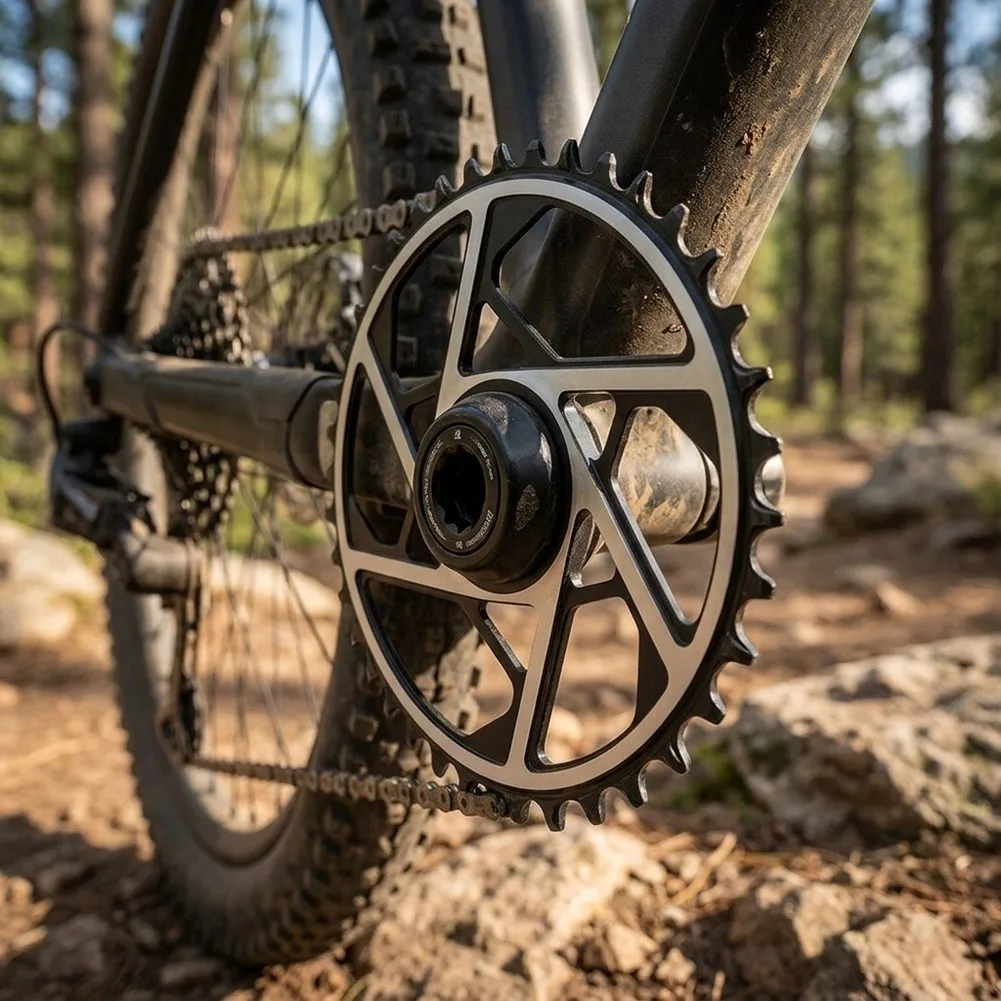 Aluminum For Mountain Bike Chainring with Asymmetric Tooth Profile Designed for Consistent Engagement and Control
