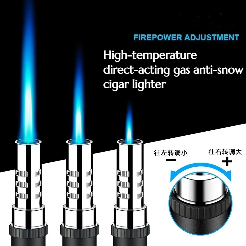 High-temperature Direct-acting Gas Anti-snow Cigar Lighter Portable BBQ Point Moxibustion Cigar Accessories