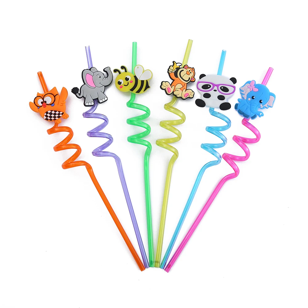 Ocean Anime Party Favors Reusable Drinking Straws Party Supplies with 2 Cleaning Brush