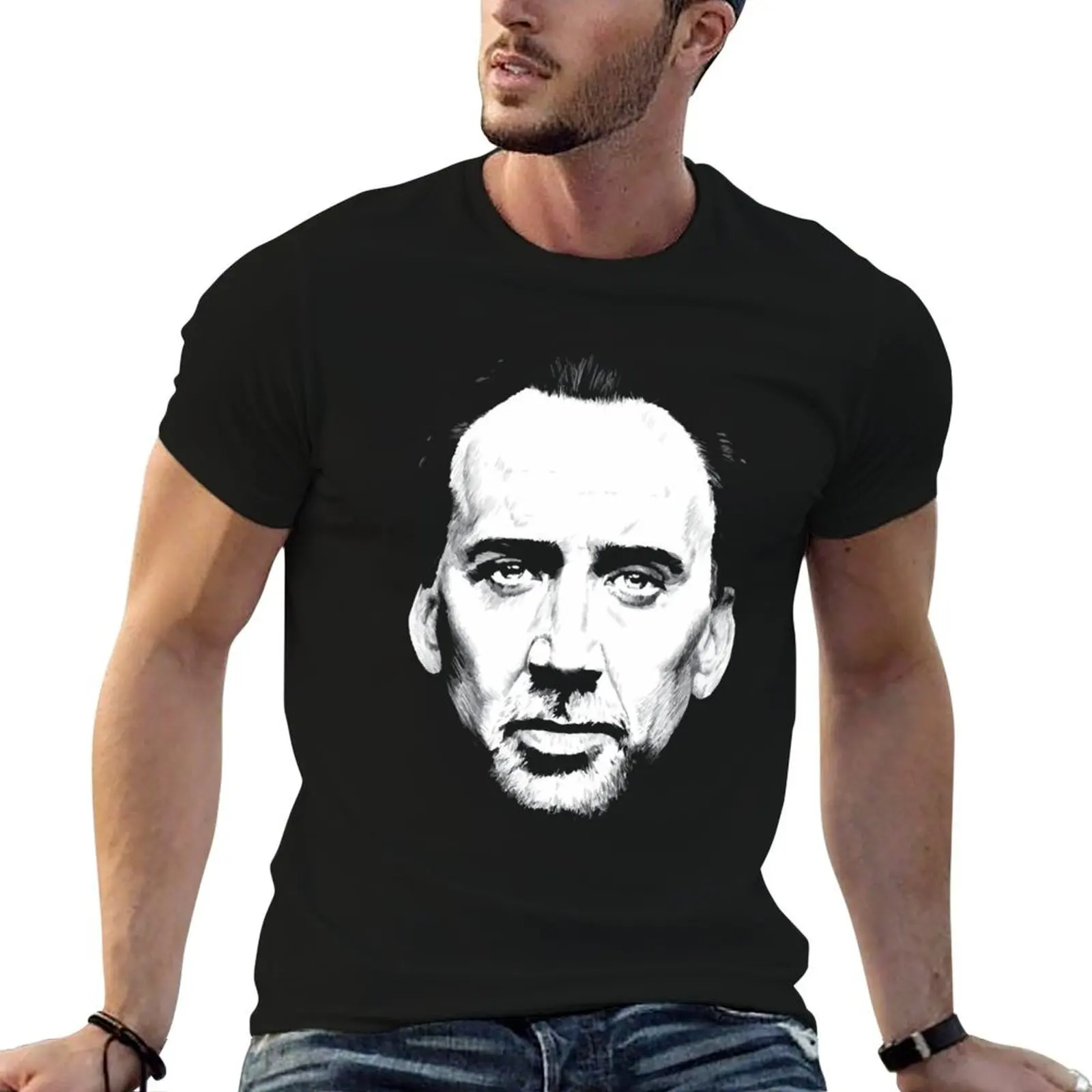 Nicolas Cage portrait T-Shirt animal prinfor boys Funny t-shirts Men's cotton t-shirt