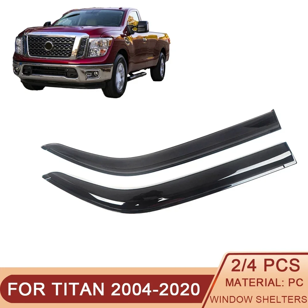 

For Nissan Titan 2004-2021 Auto Side Window Wind Deflectors Visors Black Rain Guard Door Visor Vent Shades Dark Smoke Ventvisor