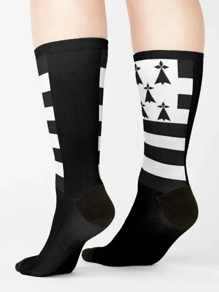 Flag of Brittany Drapeau Breton Gwenn-ha-du Ermine black and White HD HIGH QUALITY ONLINE STORE Clas Socks