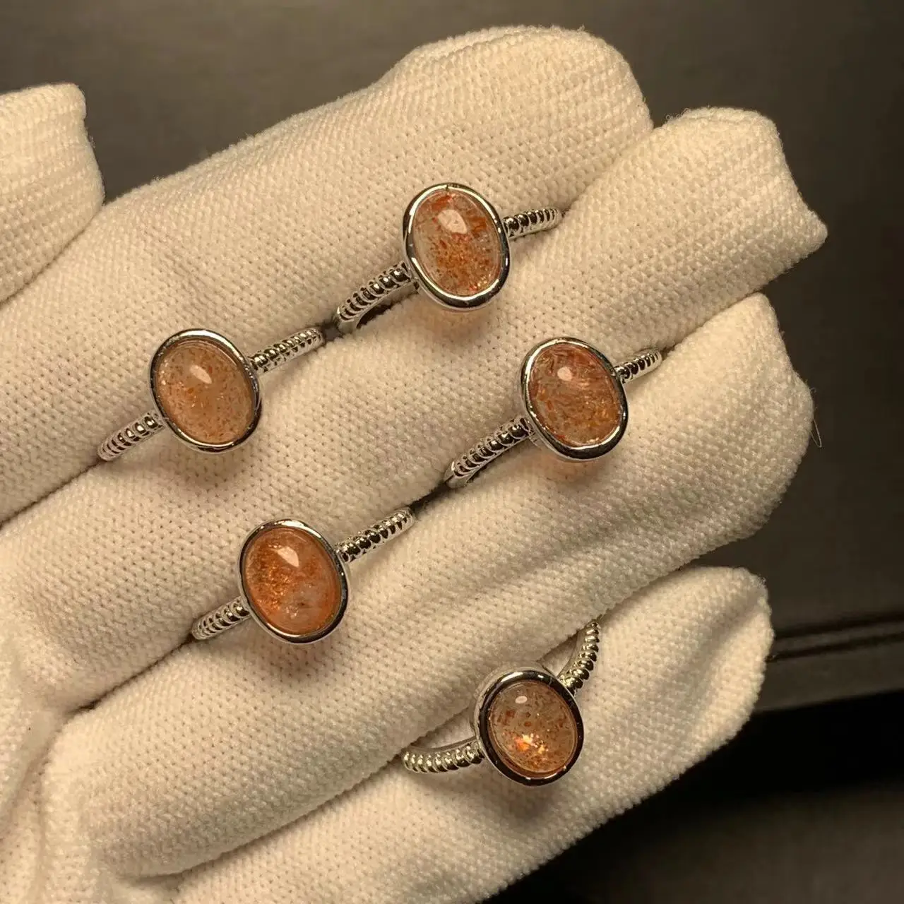 

Natural Sanidine Gold Sunstone Ring Adjustable Female Heart ring Jewelry for Women Gift Wholesale High Quality Vintage Fine