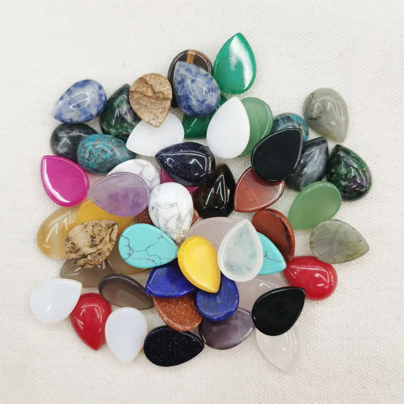 

Fashion 13x18mm natural stone beads mixed teardrop CAB CABOCHON quartz Wholesale 50pcs for jewelry accessories Free shipping