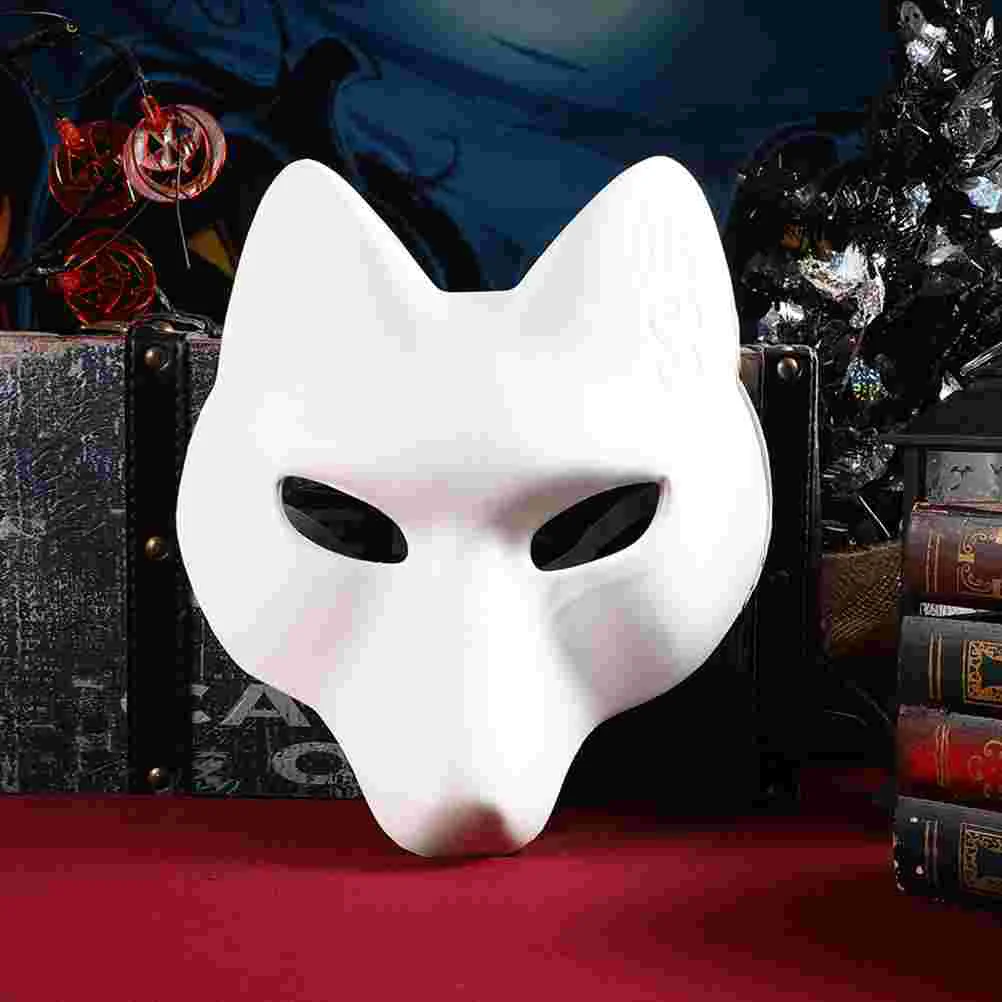 

2 Pcs Blank DIY Masks Fox White Halloween Animal Embryo Miss Masquerade Decorate