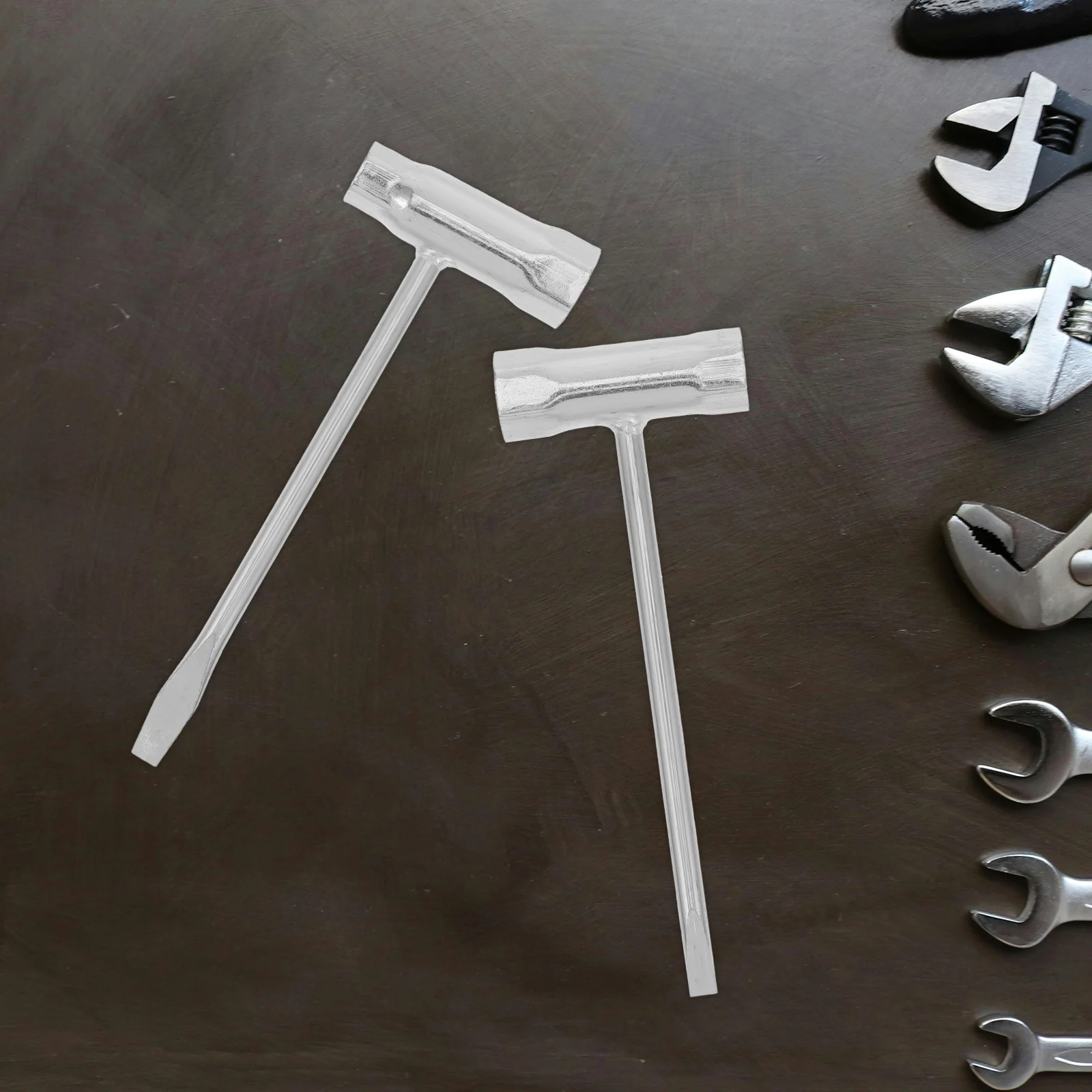 

2pcs Chainsaw Wrench Set Steel T-Wrench Dual-End Thickened Barrel Compact Spark Plug Wrench For Lawn Mower Chainsaw Logging