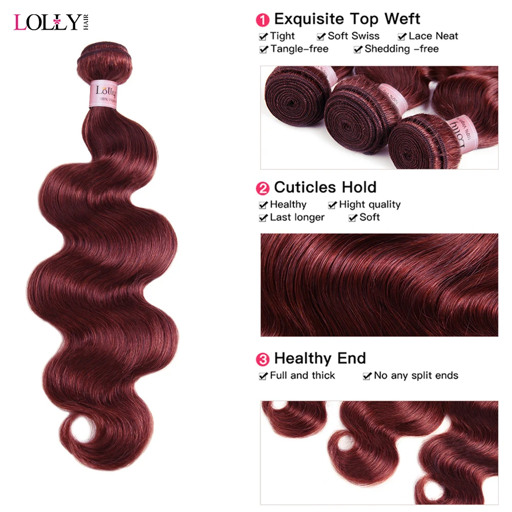 99J Body Wave Bundles Colored Burgundy Red Human Hair Bundles Brazilian Hair Extension Remy Weave Bundles Hair 30 Inch Bundles