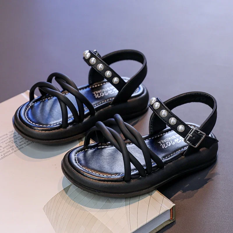 

Toddler Girls Sandals Hollow-out Summer Children Woven Beach Sandals Open-toe Soft Bottom Kids Fashion Causal Shoes Hook Loop