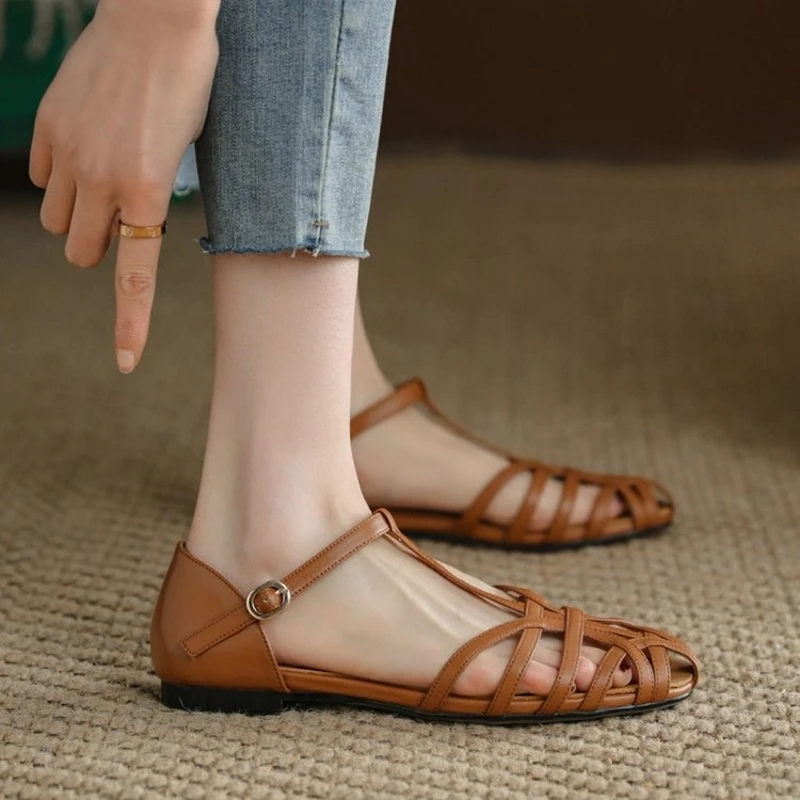 French Style Women Sandals Big Size Travel Shoes Holiday Beach Moccasin