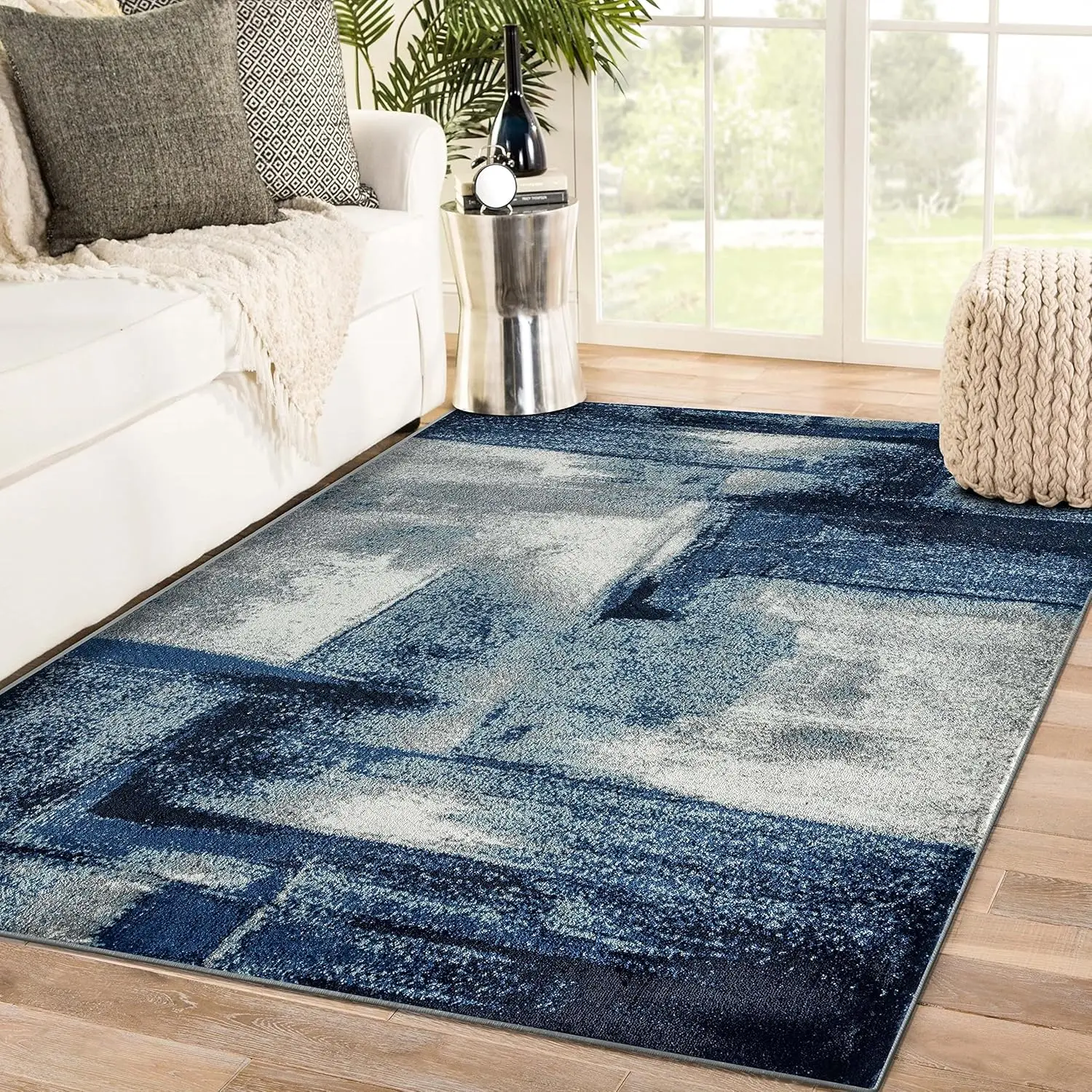 Lagos Collection 7558 Navy 9X12 Abstract Area Rug