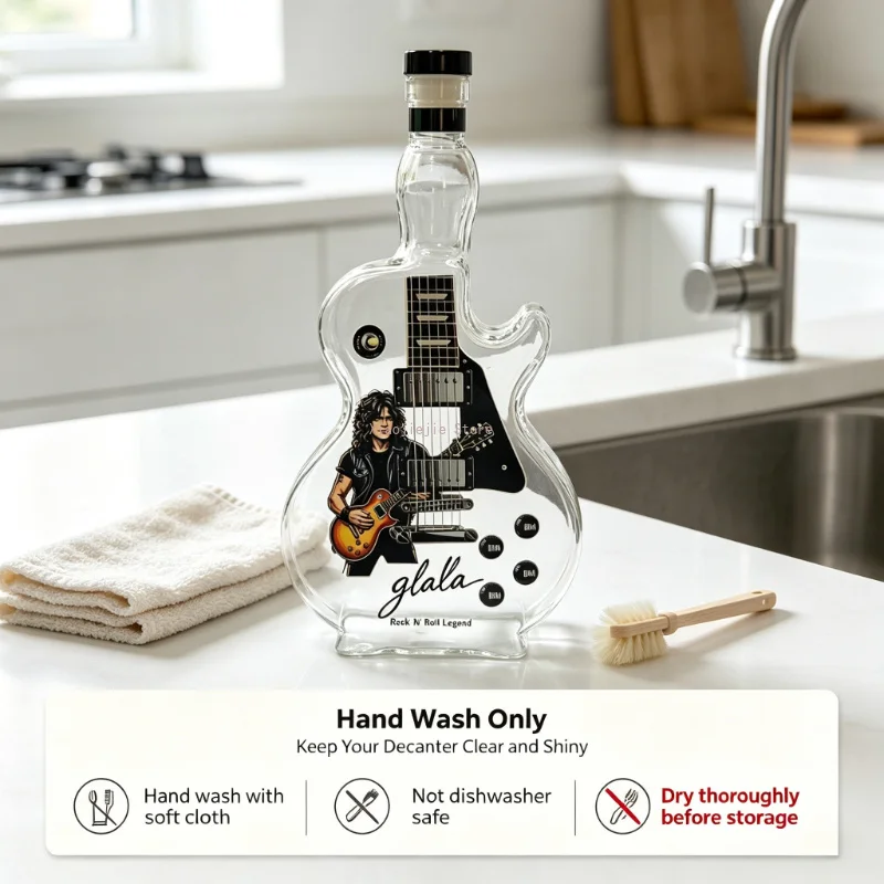 Rock Style Guitar Shape Whiskey Decanter Clear Glass Bottle Creative Alcohol Container for Home Bar Collection Music Lovers Gift