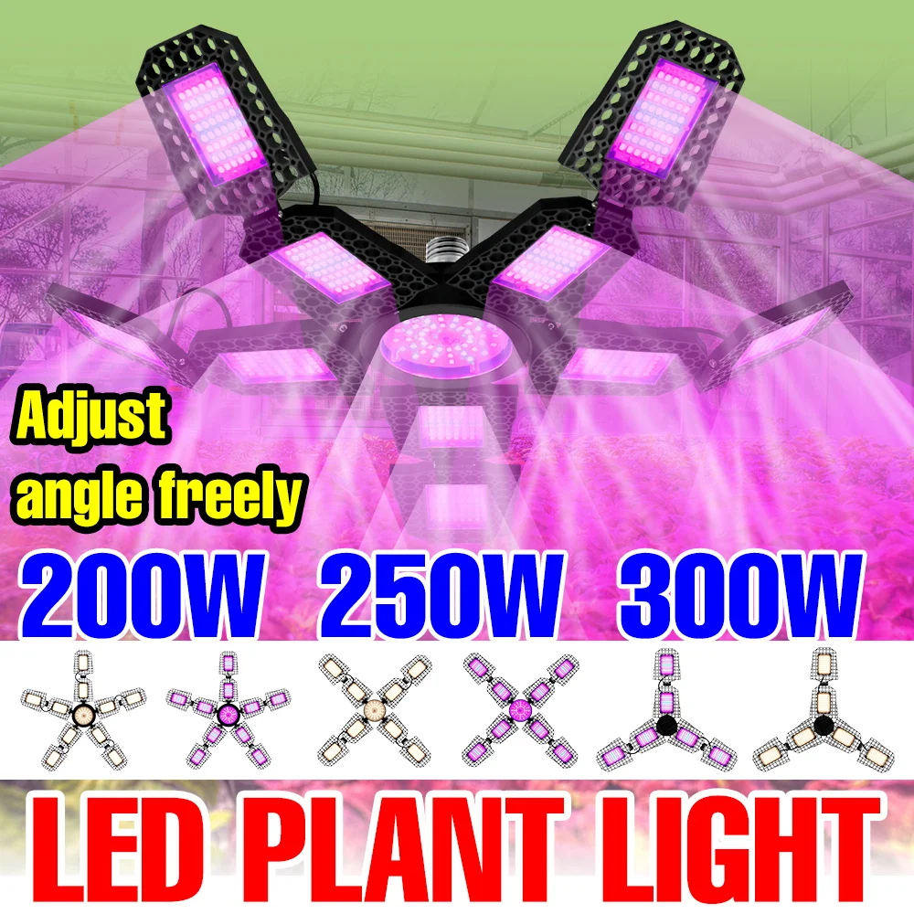 

Светодиодная лампа для растений 300 Вт E27/E26, полный спектр, для теплиц, гидропоники, выращивания овощей и фруктов, для освещения гроубоксов