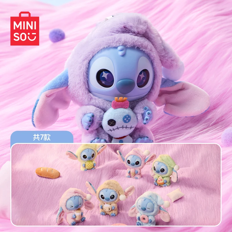 

Miniso Stitch Vinyl Plush Blind Box Cute Series Collection No Matter How Tired Still Wants To Take A Bite Action Toy Figures