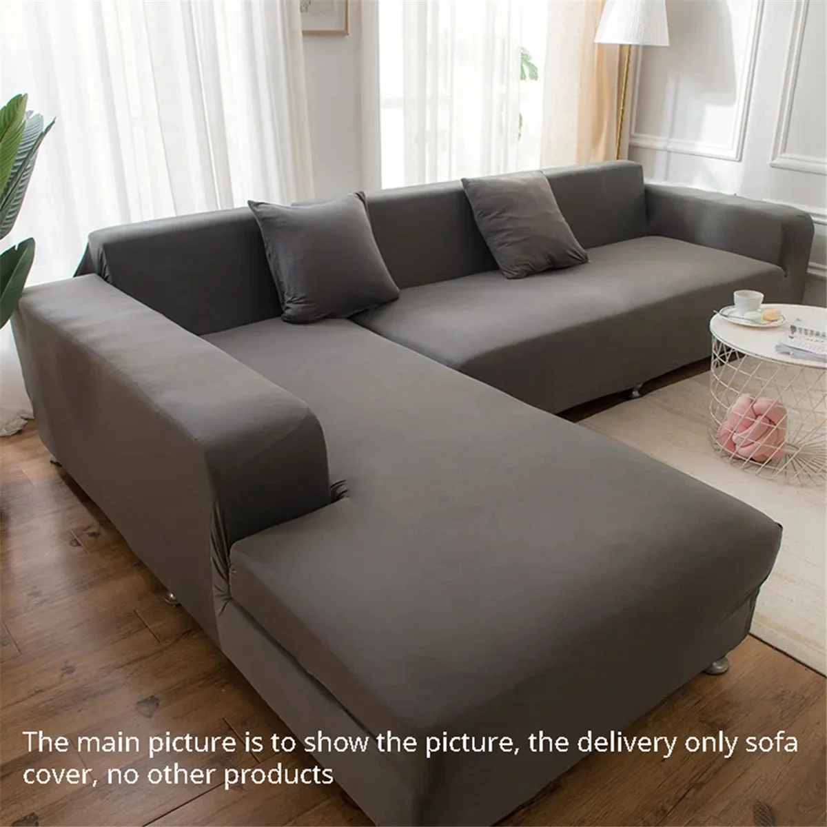 Sofa Cover for Corner Sofa L-Shaped Sectional Sofa Elastic Gray Pet Friendly Slipcover for Armrest,1 Seater