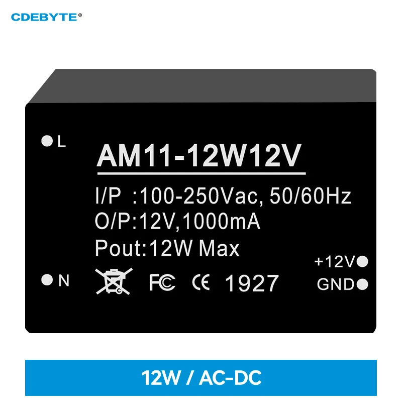 AC-DC Buck Power Supply Module CDEBYTE AM11-12W12V Ultra-Low Ripple Shell Protection Low Power Consumption Power Module