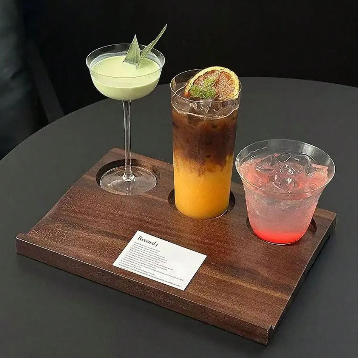 Creative two-hole and three-hole acacia wood tray, high aesthetic coffee cup and tea tray for restaurant, three-in-one tea display tray, wooden coaster 1pcs