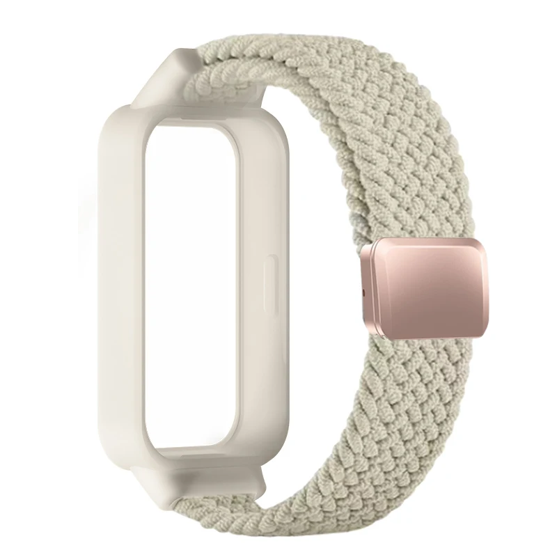 Magnetisches geflochtenes Armband + Schutzhülle für Xiaomi Smart Mi Band 9 8 Active Zubehör Sport Nyon Loop Armband + Abdeckung Correa Redmi Band 3 2 – Detail 8