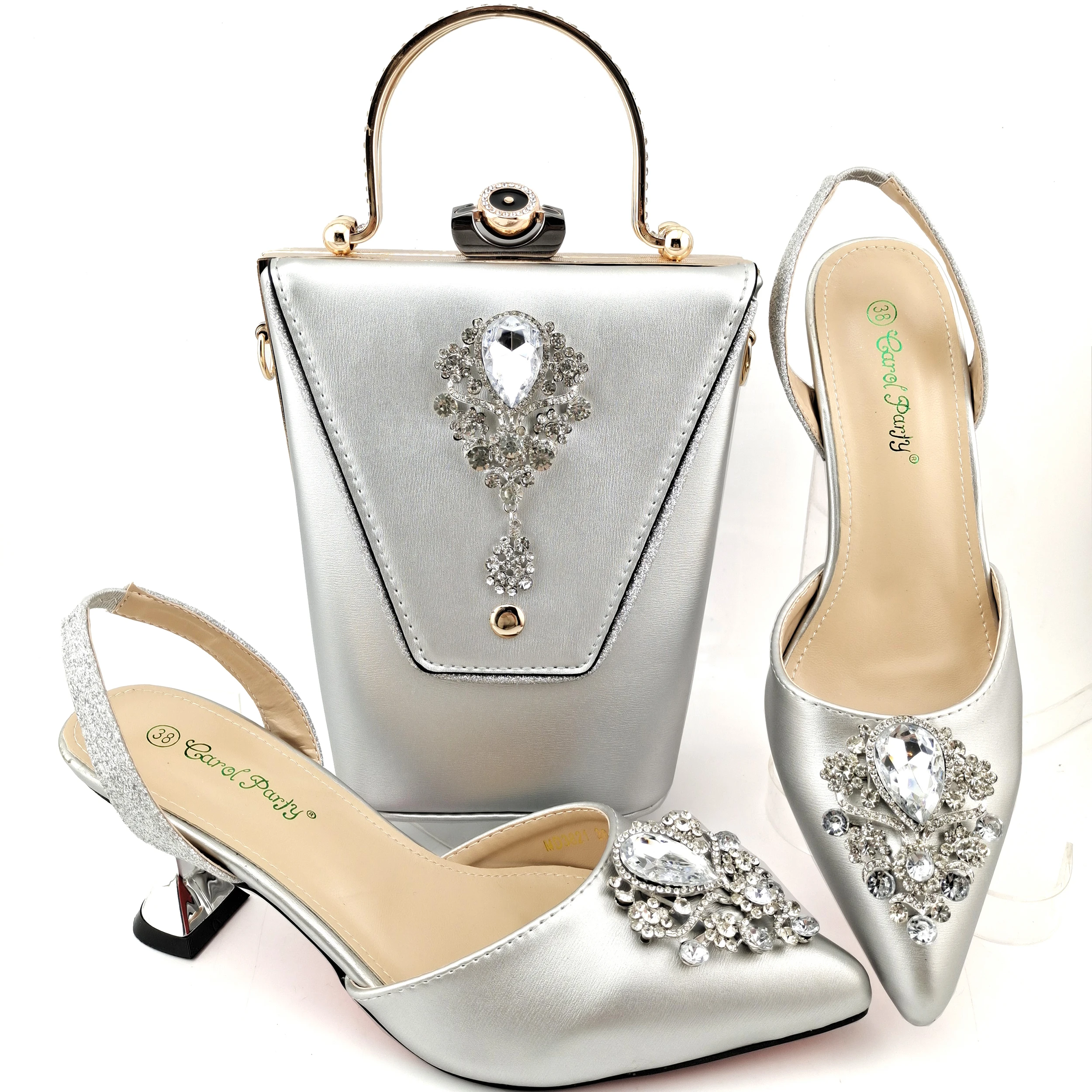 QSGFC Noble and Elegant Classic vintage rhinestone accessories Ladies Shoes and Bag Set