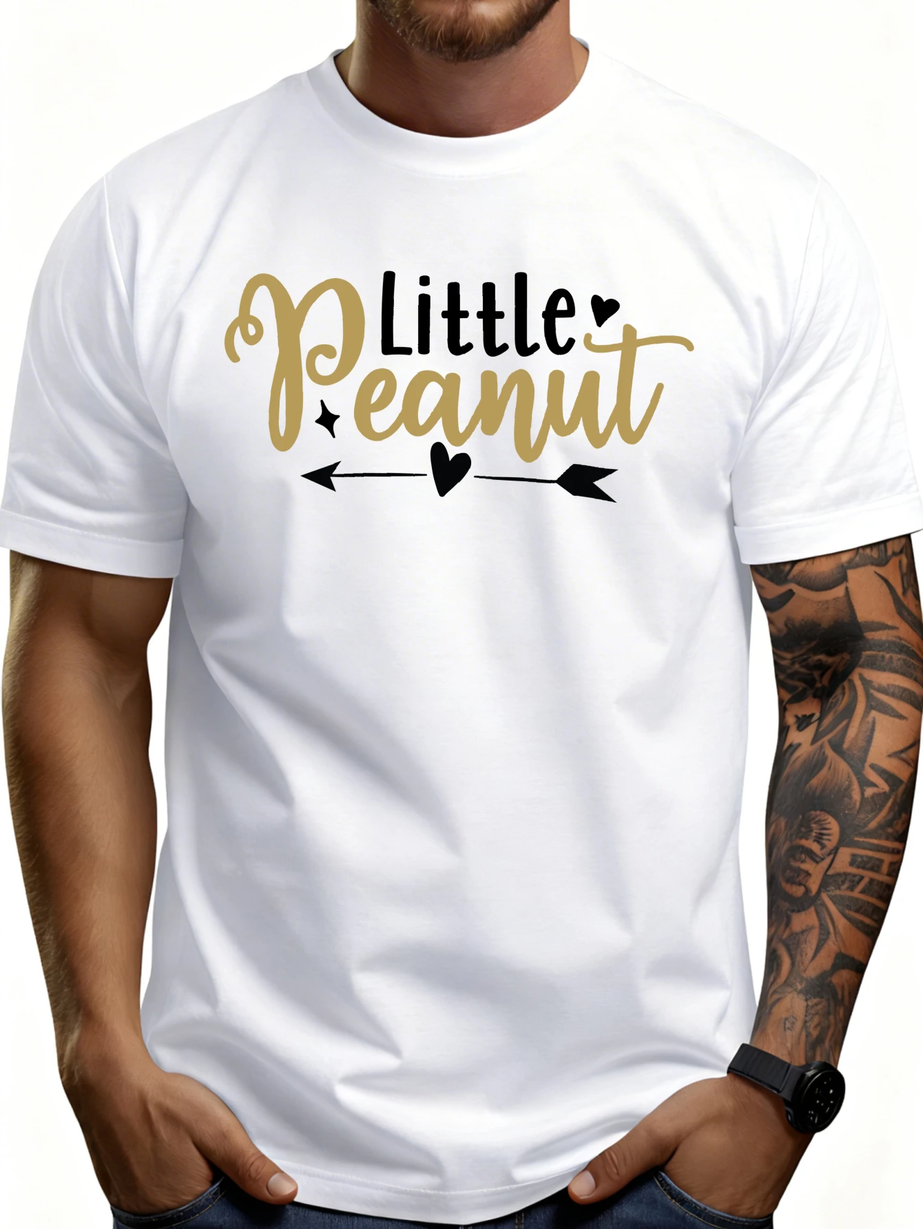 Men's Plain Graphic T-Shirt - Breathable, Soft, Lightweight - Small Peanut Heart Arrow Star Design - Vintage Fun Graphic Casual Short Sleeve Summer Top, Gift for Him